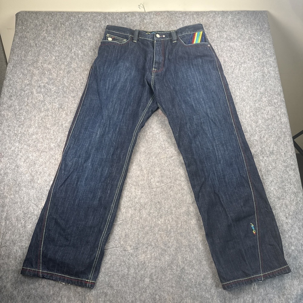 Vtg COOGI Jeans Mens sz 38x34 Embroidered Sneaker Shoes‎ Rainbow Blue Denim Y2K - Picture 6 of 16